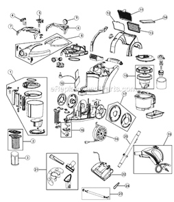 Part Location Diagram of RO-KD8750 Dirt Devil Brush Roll